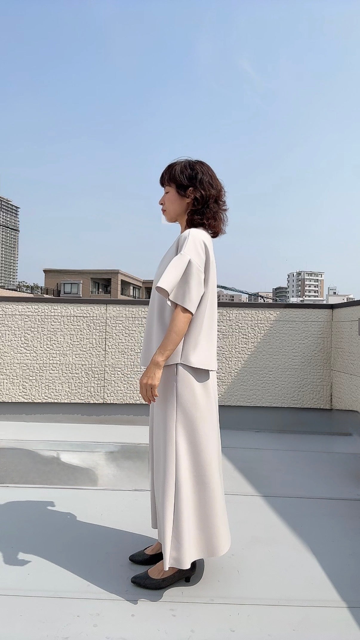 断ち切りダンボールニット ストレートススカート 065-3372