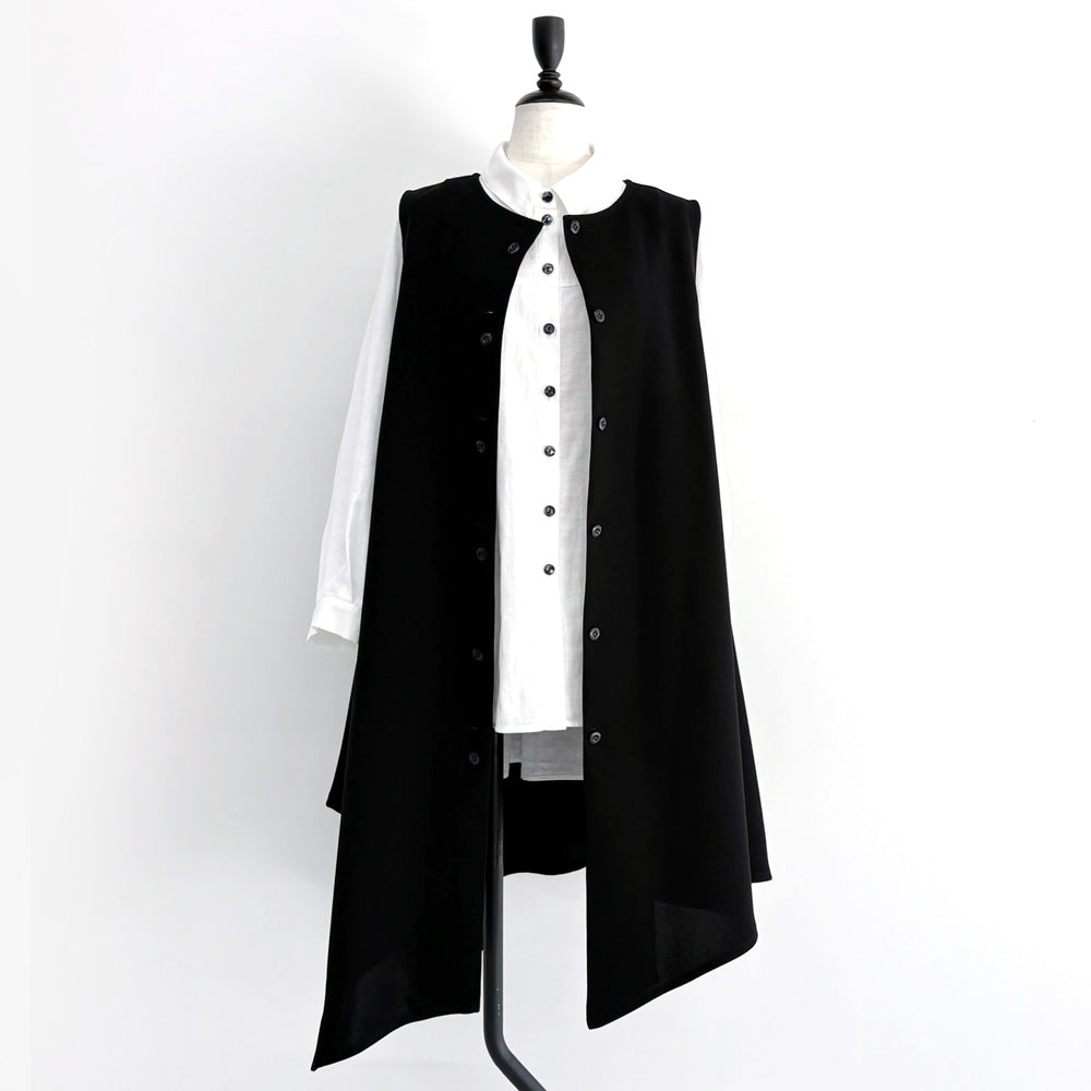 【WEB展 2027年1月予約商品】クロスジョーゼット 2WAYロングベスト ブラックフォーマル 日本製(057-5115)