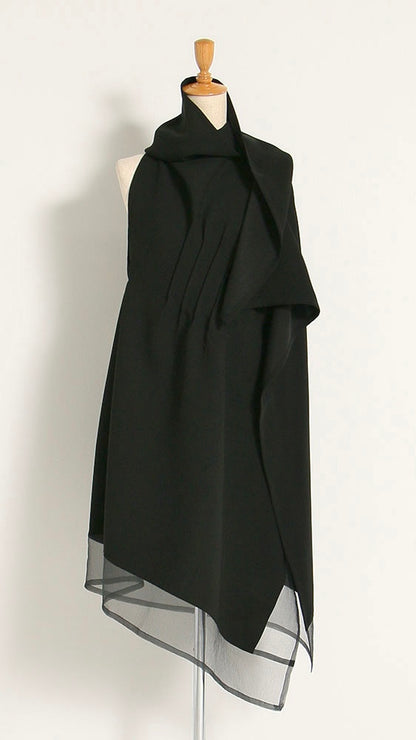 3つ穴ベスト ジレ クロスジョーゼット ブラックフォーマル 日本製(057-4484)