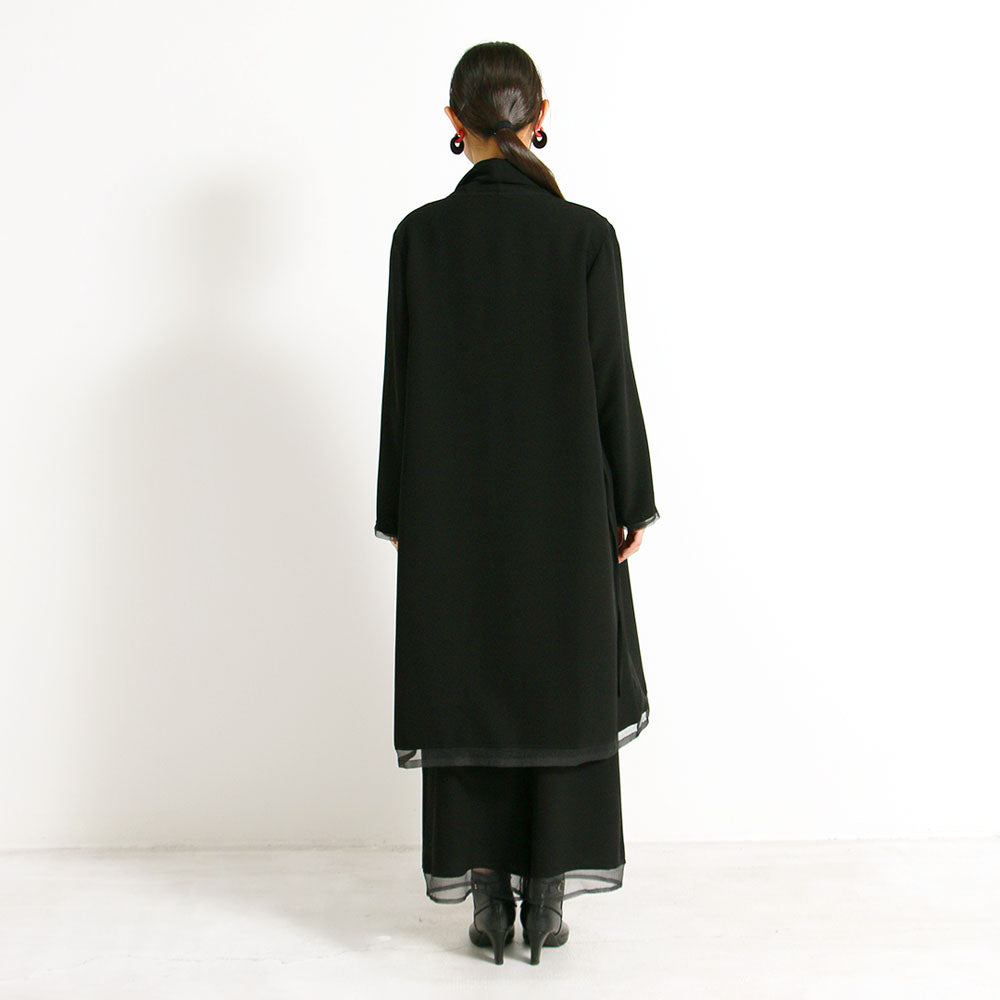 【WEB展 2027年1月予約商品】クロスジョーゼット ワイドストレートパンツ ブラックフォーマル 日本製（057-4696）
