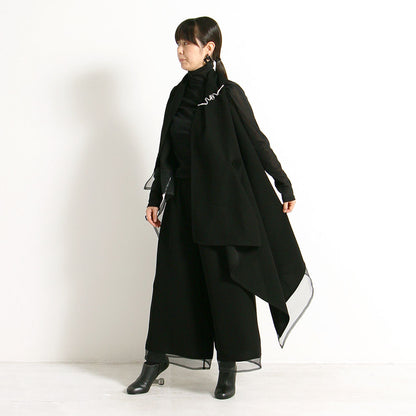 【WEB展 2027年1月予約商品】クロスジョーゼット ワイドストレートパンツ ブラックフォーマル 日本製（057-4696）