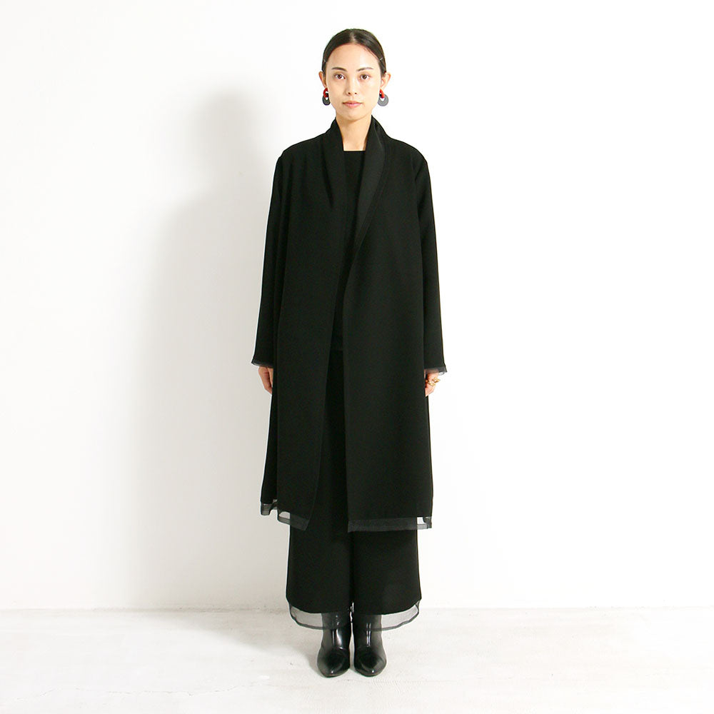 【WEB展 2027年1月予約商品】クロスジョーゼット ワイドストレートパンツ ブラックフォーマル 日本製（057-4696）