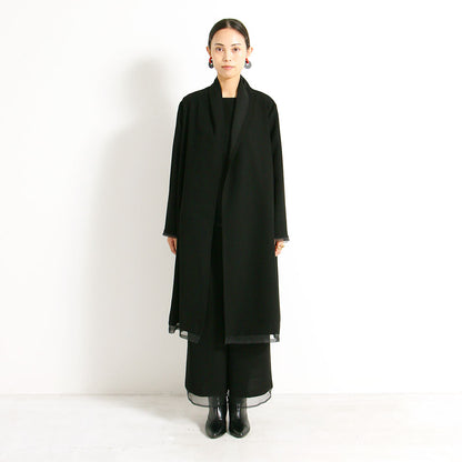 【WEB展 2027年1月予約商品】クロスジョーゼット ワイドストレートパンツ ブラックフォーマル 日本製（057-4696）