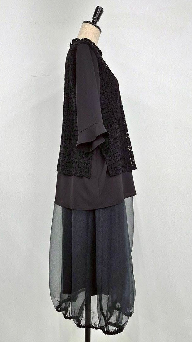 【3日間限定のお得なセット】レースブラウス✕オーガンジースカート✕あったかインナー 送料無料