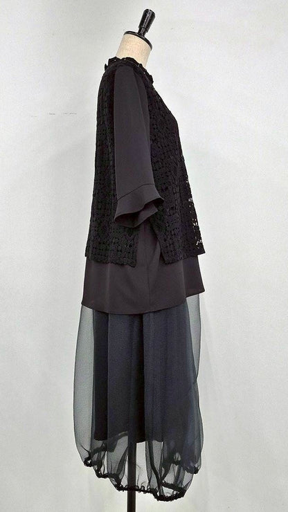 【3日間限定のお得なセット】レースブラウス✕オーガンジースカート✕あったかインナー 送料無料