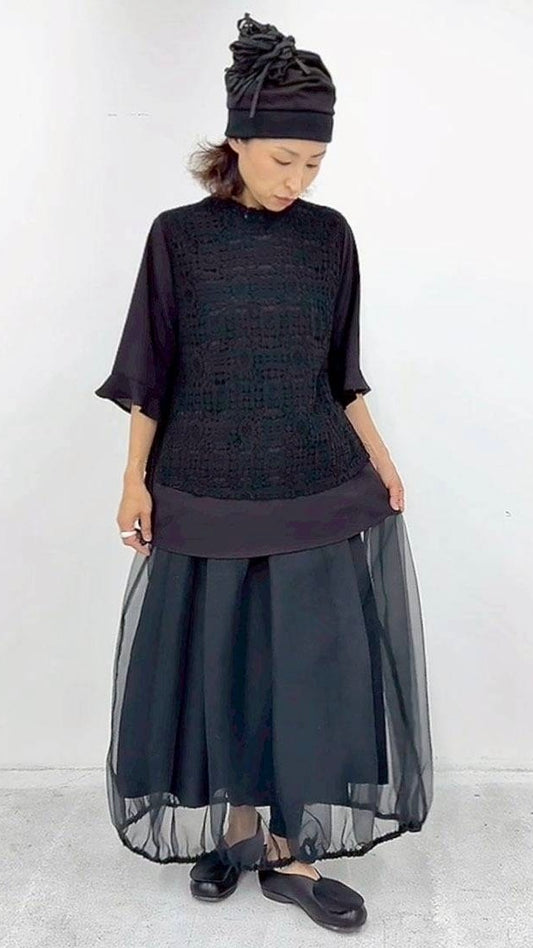 【3日間限定のお得なセット】レースブラウス✕オーガンジースカート✕あったかインナー 送料無料