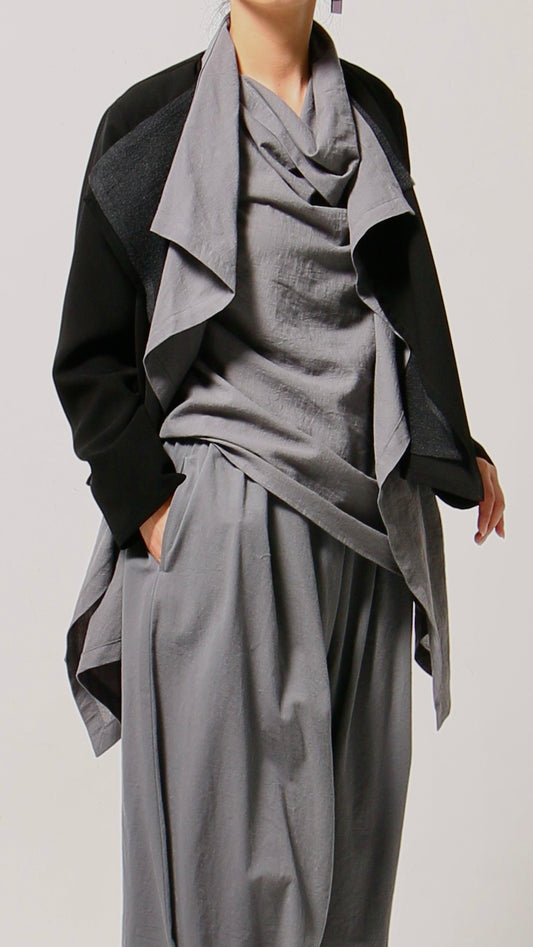 東炊き綿ローン ドレープブラウス 綿100％ 東炊き 日本製 (057-4908)