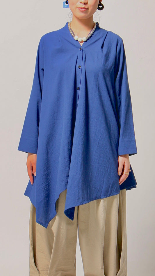 東炊き綿ローン イレヘムブラウス 綿100％ 東炊き 日本製(057-4909)