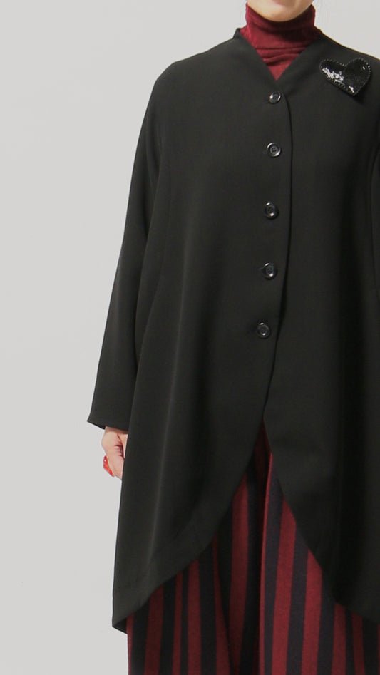 クロスジョーゼットロングジャケット ブラックフォーマル 日本製(057-4920)