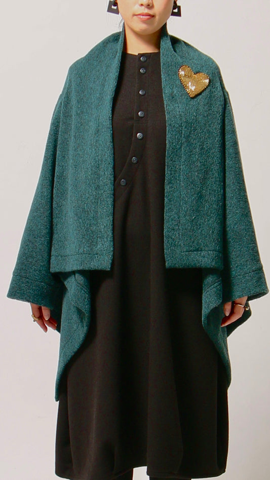 イタリアンブークレーショートコート ショールカラー 日本製(057-4938)