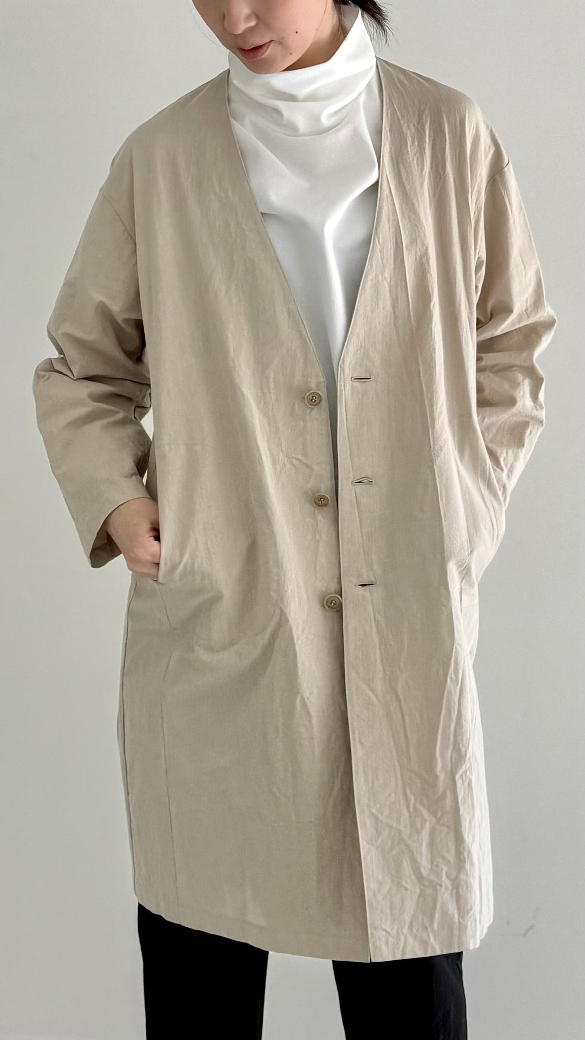 【OOOO】 WASHIロングスリーブハイネックTシャツ　[WHITE]