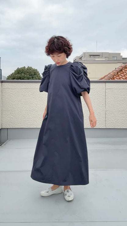 タック袖 バックジップワンピース 063-4304
