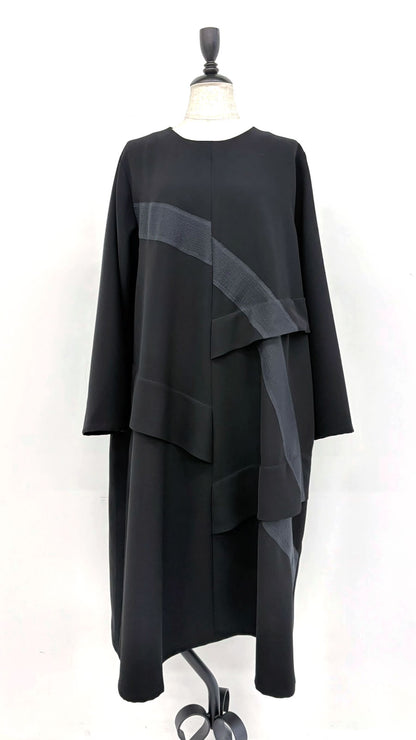 【WEB展 2027年1月予約商品】クロスジョーゼット オーガンジー切り替えワンピース フォーマル 日本製（057-5240）