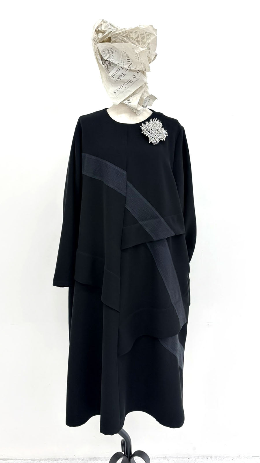 【WEB展 2027年1月予約商品】クロスジョーゼット オーガンジー切り替えワンピース フォーマル 日本製（057-5240）