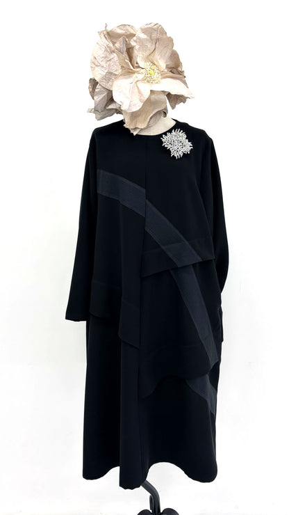 【WEB展 2027年1月予約商品】クロスジョーゼット オーガンジー切り替えワンピース フォーマル 日本製（057-5240）