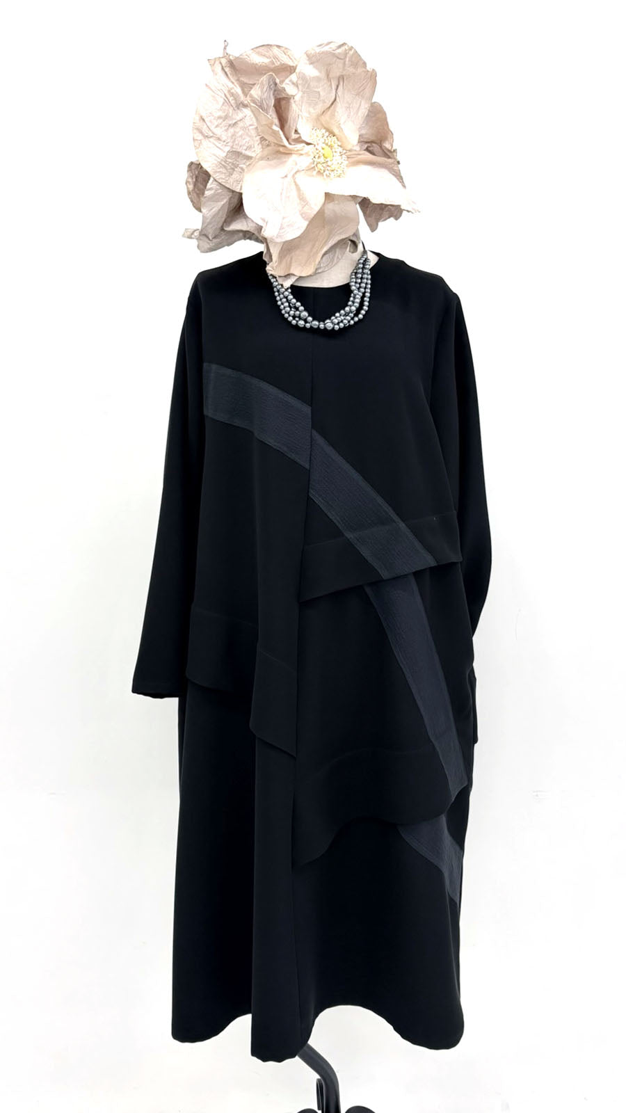 【WEB展 2027年1月予約商品】クロスジョーゼット オーガンジー切り替えワンピース フォーマル 日本製（057-5240）