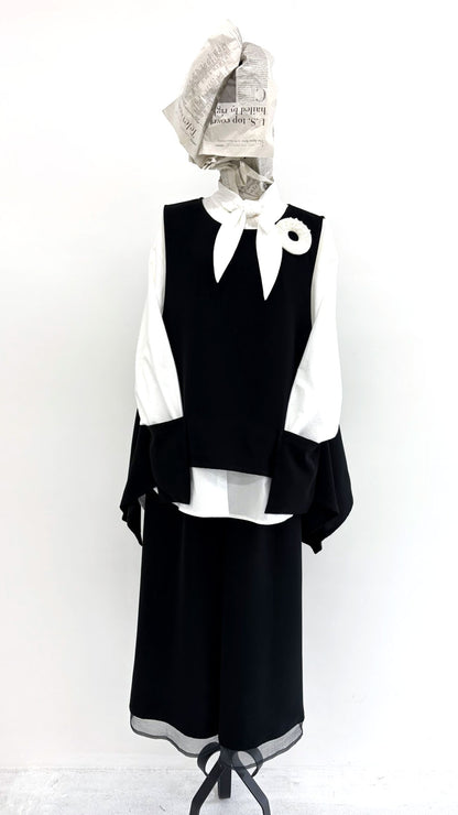 【WEB展 2027年1月予約商品】クロスジョーゼット イレヘムベスト ブラックフォーマル 日本製（057-5116）