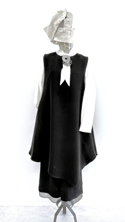 【WEB展 2027年1月予約商品】クロスジョーゼット 2WAYロングベスト ブラックフォーマル 日本製（057-5115）