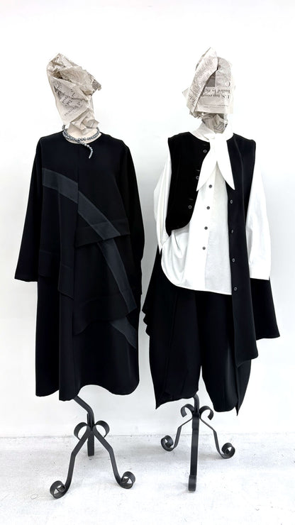 【WEB展 2027年1月予約商品】クロスジョーゼット 2WAYロングベスト ブラックフォーマル 日本製（057-5115）