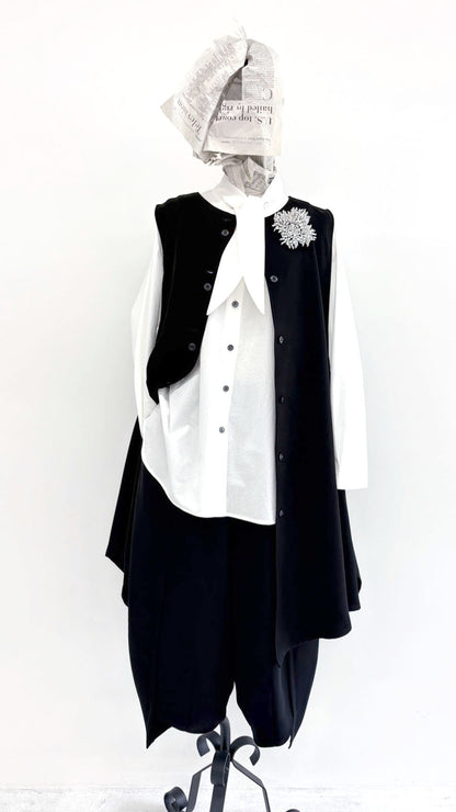 【WEB展 2027年1月予約商品】クロスジョーゼット コクーンパンツ ブラックフォーマル 日本製（057-5242）