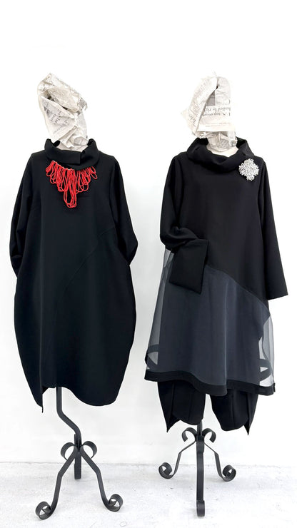 【WEB展 2027年1月予約商品】クロスジョーゼット チュニックブラウス ブラックフォーマル 日本製（057-4957）