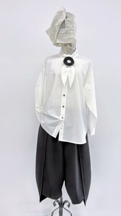 【WEB展 2027年1月予約商品】クロスジョーゼット コクーンパンツ ブラックフォーマル 日本製（057-5242）