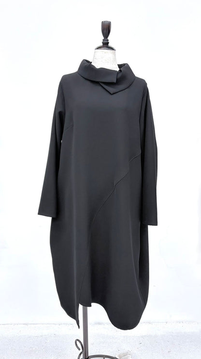 【WEB展 2027年1月予約商品】クロスジョーゼット アシメ衿ワンピース フォーマル 日本製（057-5241）