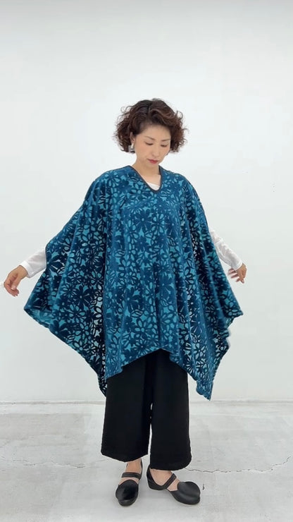 花柄ベロア3つ穴ベスト ジレ 日本製 (057-4890)