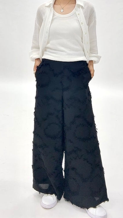 ジャガード ワイドパンツ（063-4458)【10月上旬発送】