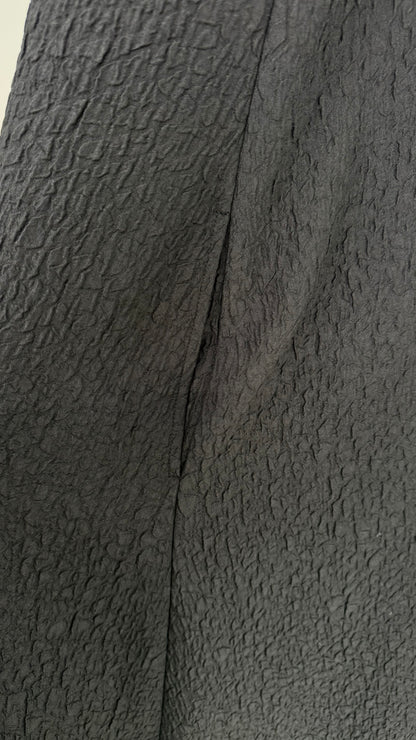 凹凸素材 ジャガード フレンチスリーブAラインワンピース 日本製(057-4982)