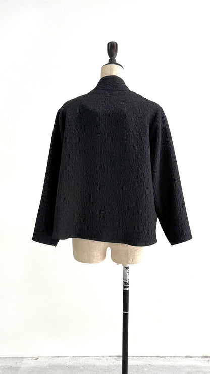 凹凸素材 ジャガード ノーカラージャケット 日本製(057-4981)