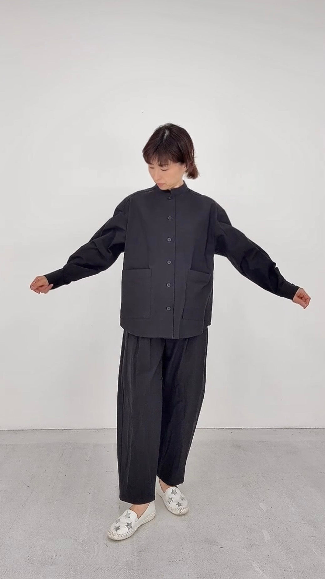 【OOOO】WASHIシャツ　[BLACK]