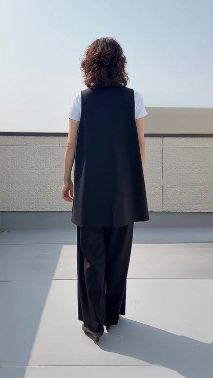 断ち切りダンボールニット ミドルジレ 065-3370