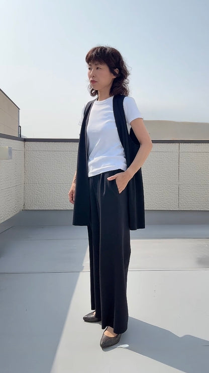 断ち切りダンボールニット ミドルジレ 065-3370