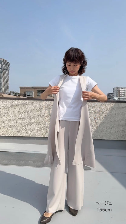 断ち切りダンボールニット ロングジレ 065-3371