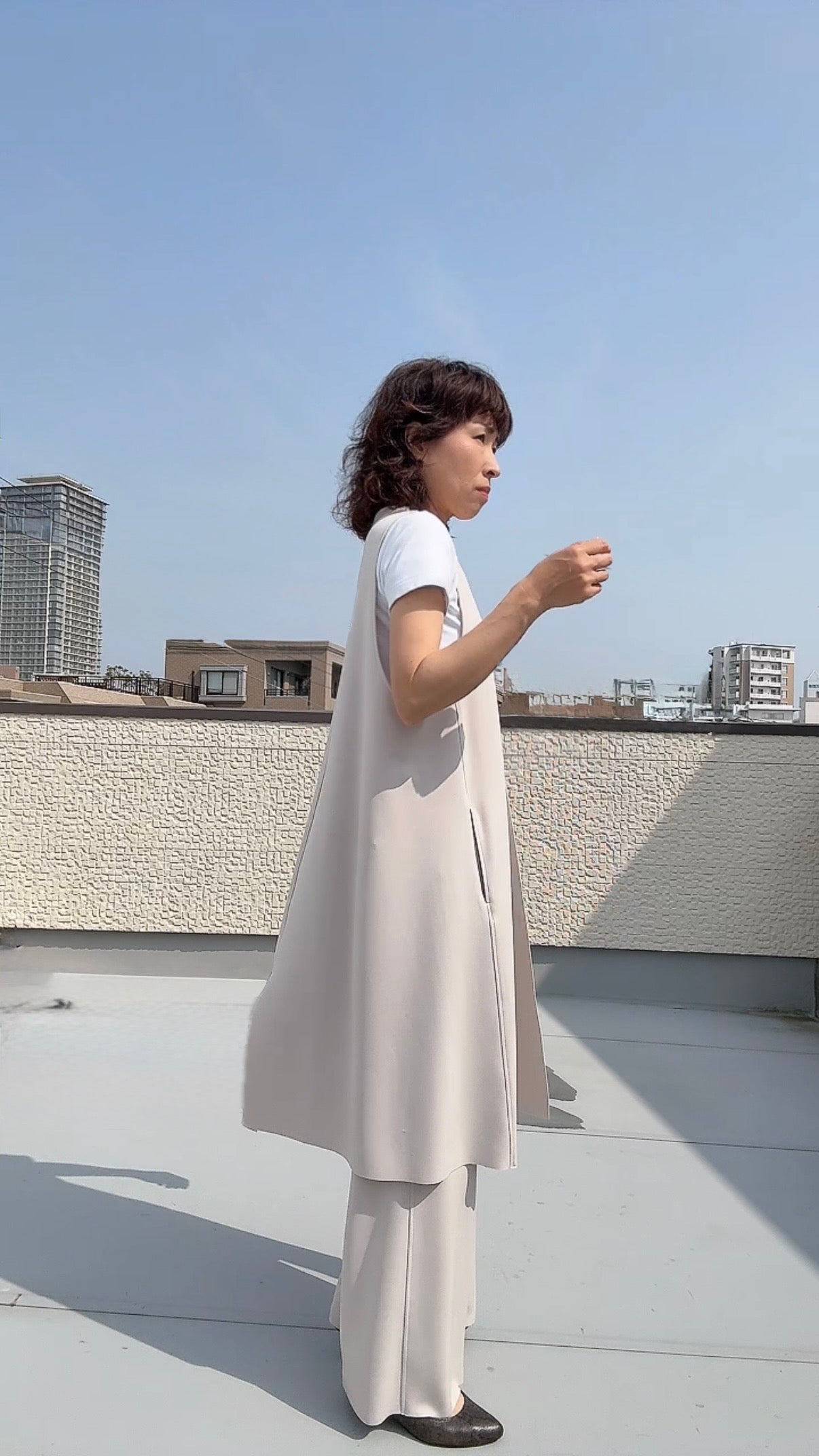 断ち切りダンボールニット ロングジレ 065-3371