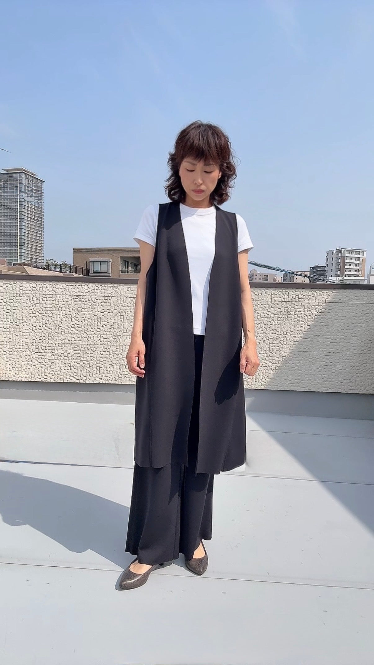 断ち切りダンボールニット ロングジレ 065-3371