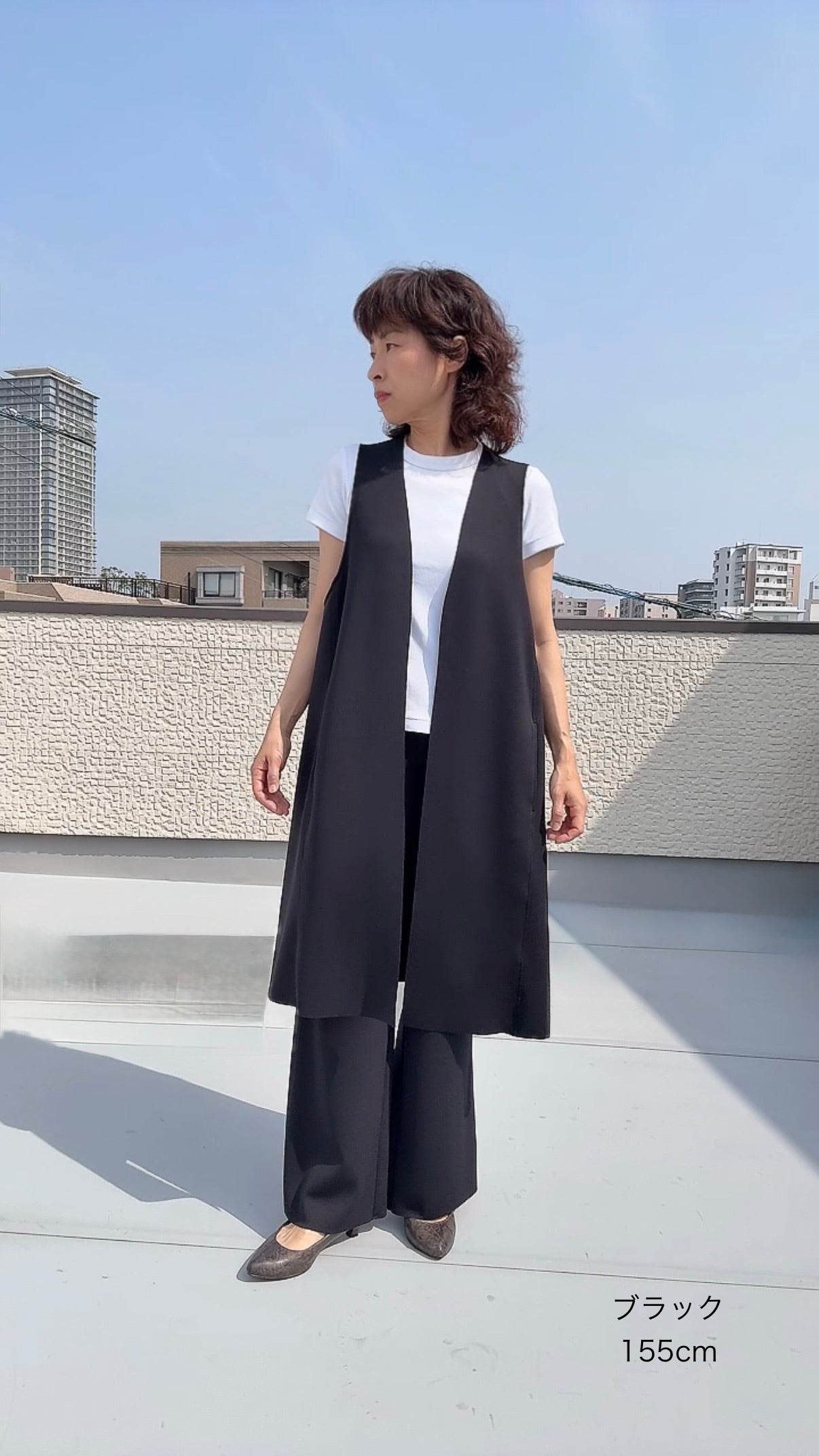 断ち切りダンボールニット ロングジレ 065-3371
