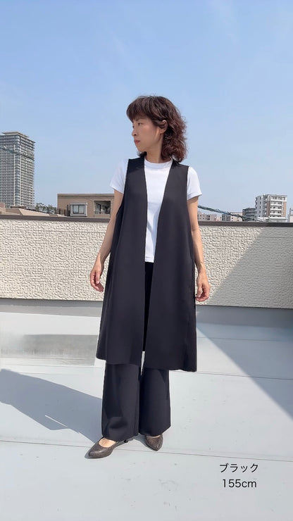 断ち切りダンボールニット ロングジレ 065-3371