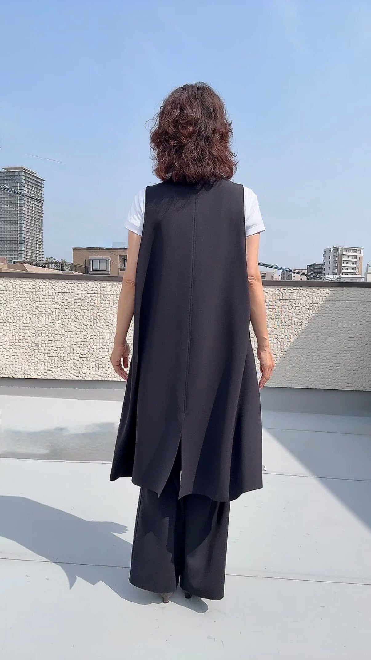 断ち切りダンボールニット ロングジレ 065-3371