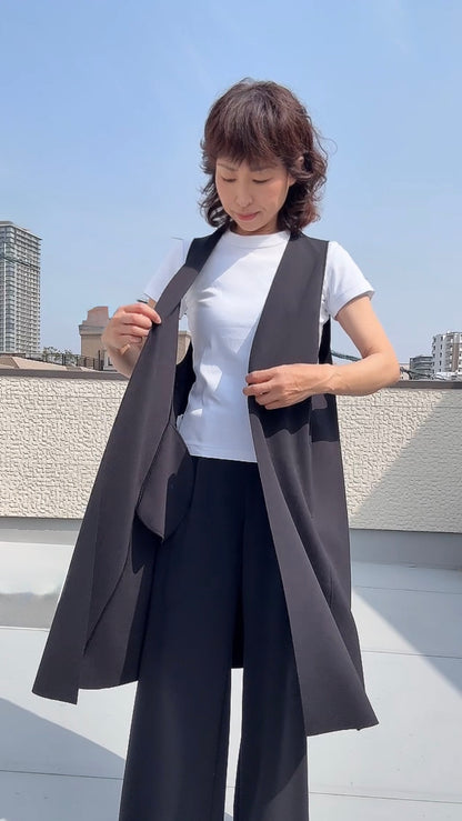 断ち切りダンボールニット ロングジレ 065-3371