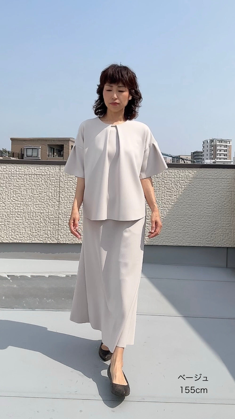 断ち切りダンボールニット ストレートススカート 065-3372