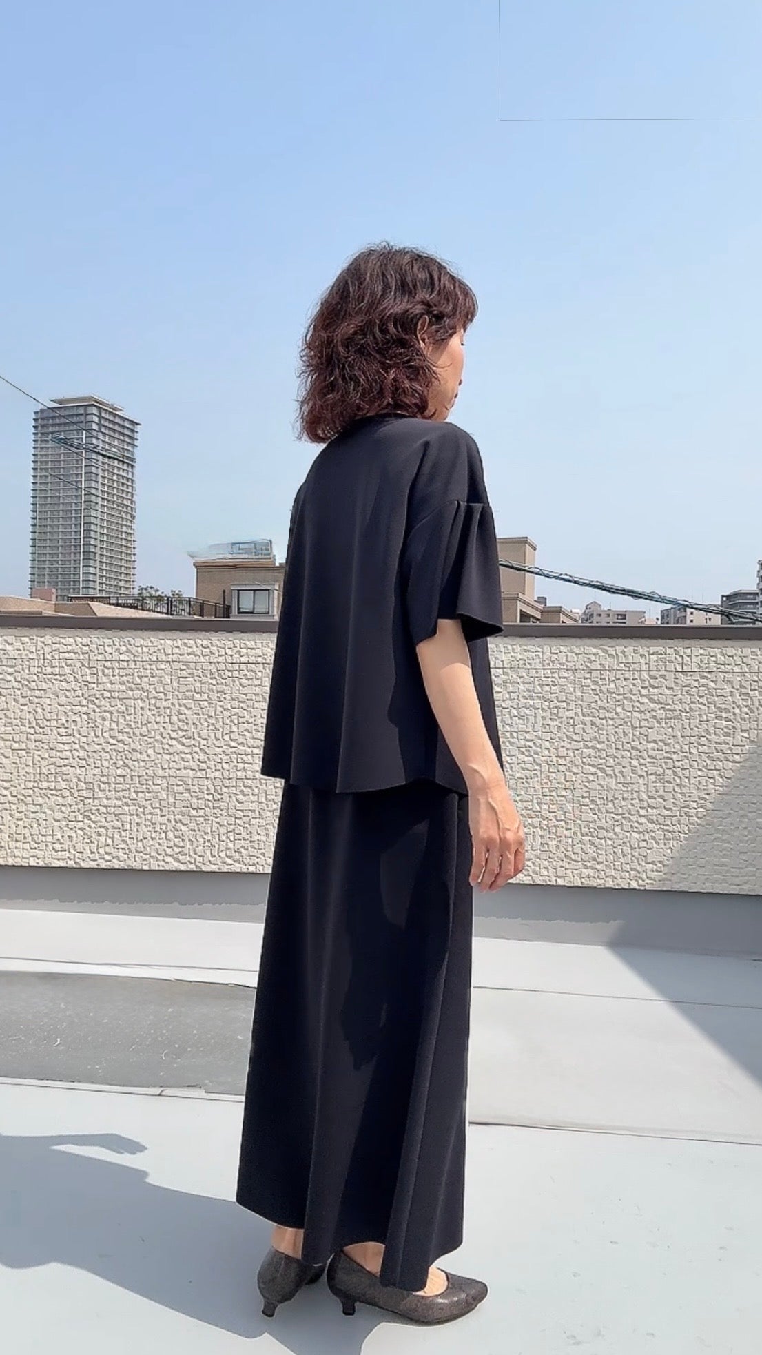 断ち切りダンボールニット ストレートススカート 065-3372