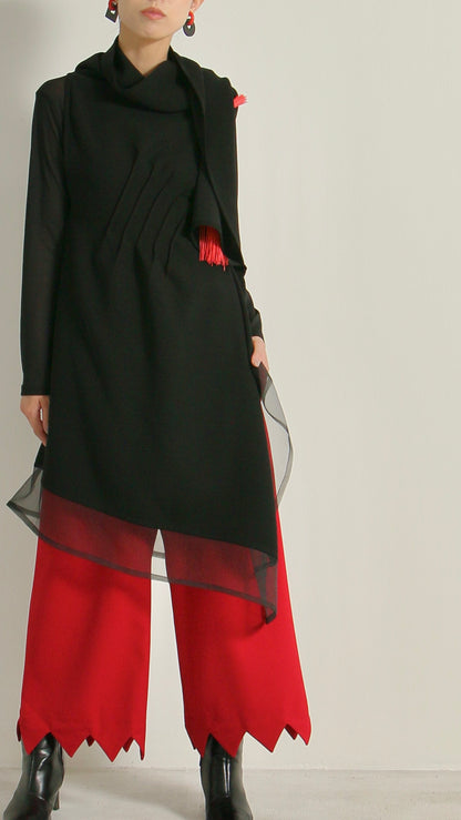 3つ穴ベスト ジレ クロスジョーゼット ブラックフォーマル 日本製(057-4484)