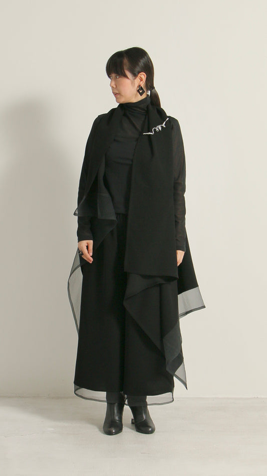 3つ穴ベスト ジレ クロスジョーゼット ブラックフォーマル 日本製(057-4484)