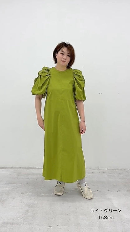 タック袖 バックジップワンピース 063-4304