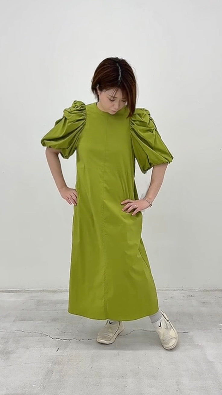 タック袖 バックジップワンピース 063-4304