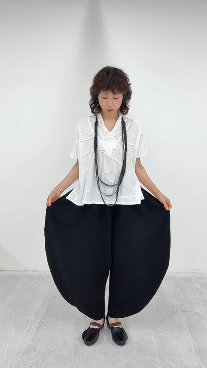 クロスジョーゼットラウンド変形パンツ ブラックフォーマル 日本製