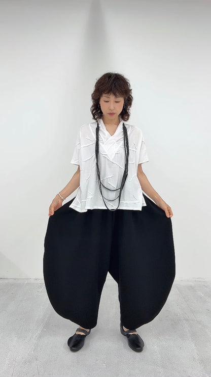 クロスジョーゼットラウンド変形パンツ ブラックフォーマル 日本製