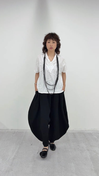 クロスジョーゼットラウンド変形パンツ ブラックフォーマル 日本製